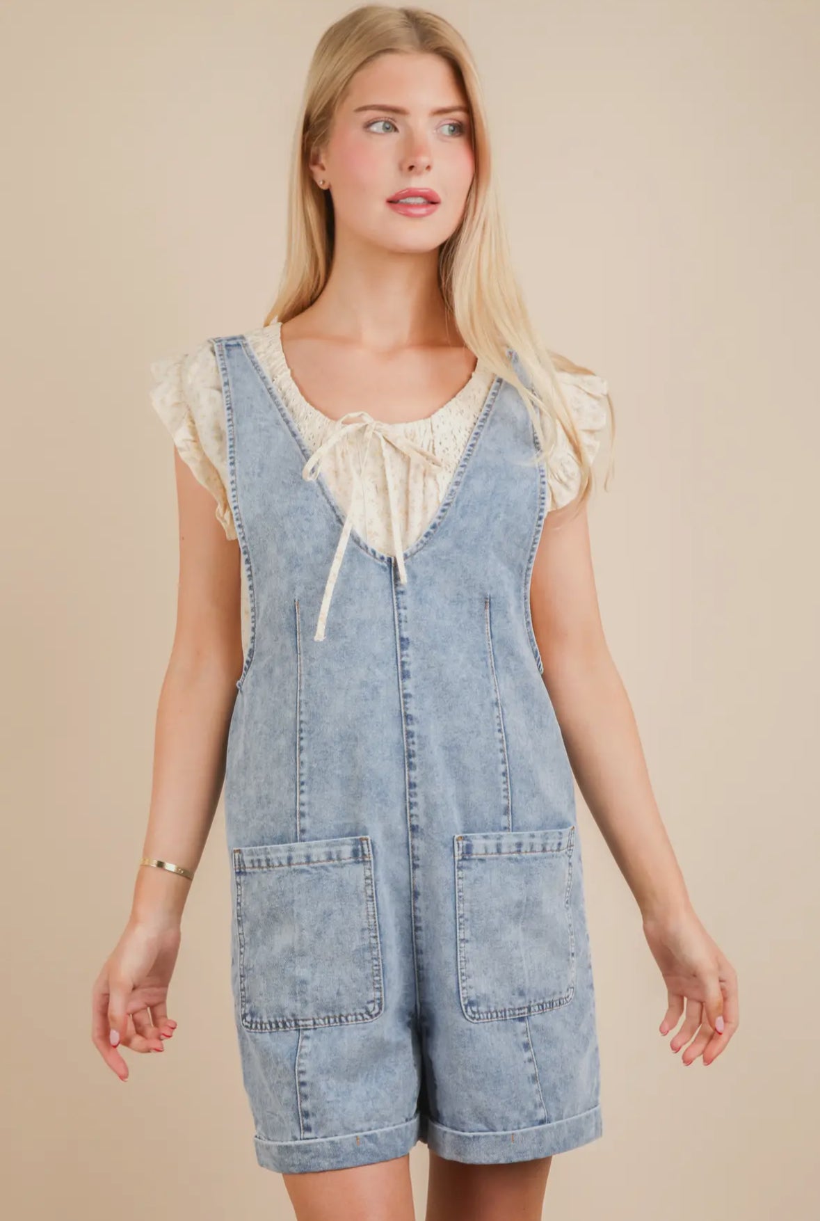 Washed Denim Romper
