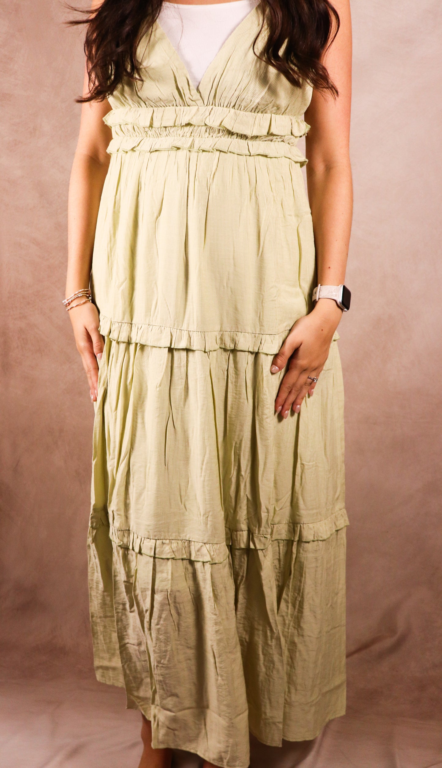The Willa |Light Green Tiered Maxi with Ruffle Detail