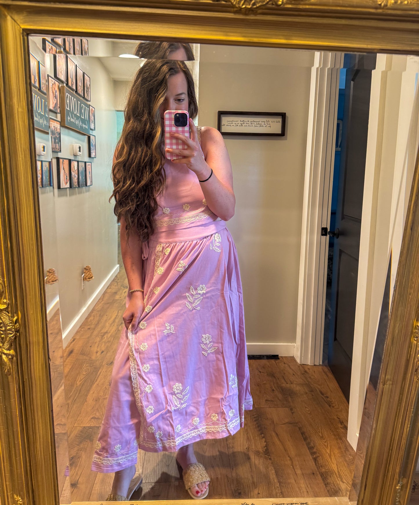 Pink Lavender Embroidered Crop Top and Wrap Skirt Set
