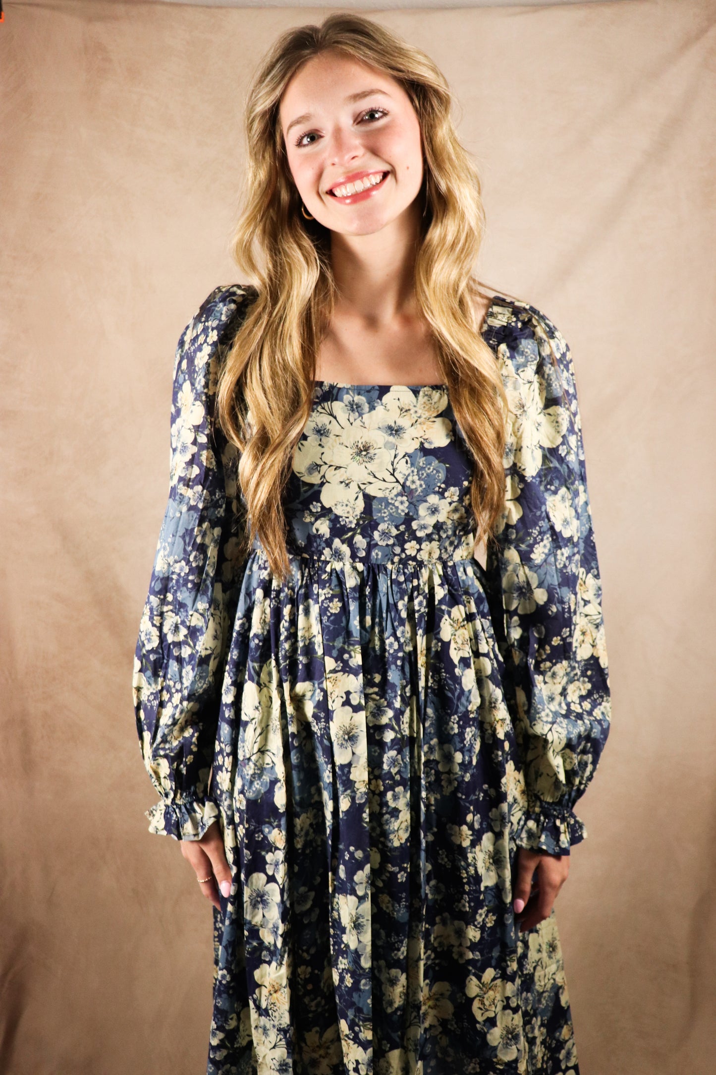 The Kinsley| Midnight Floral Square Neck Maxi