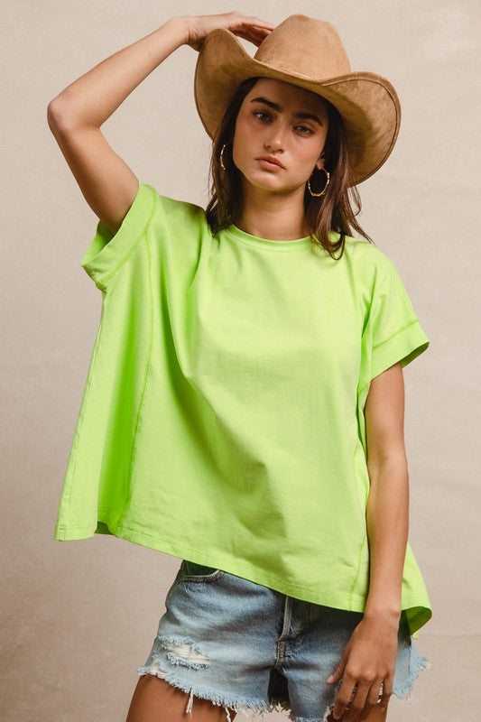 Lime Green Knit Oversized Top