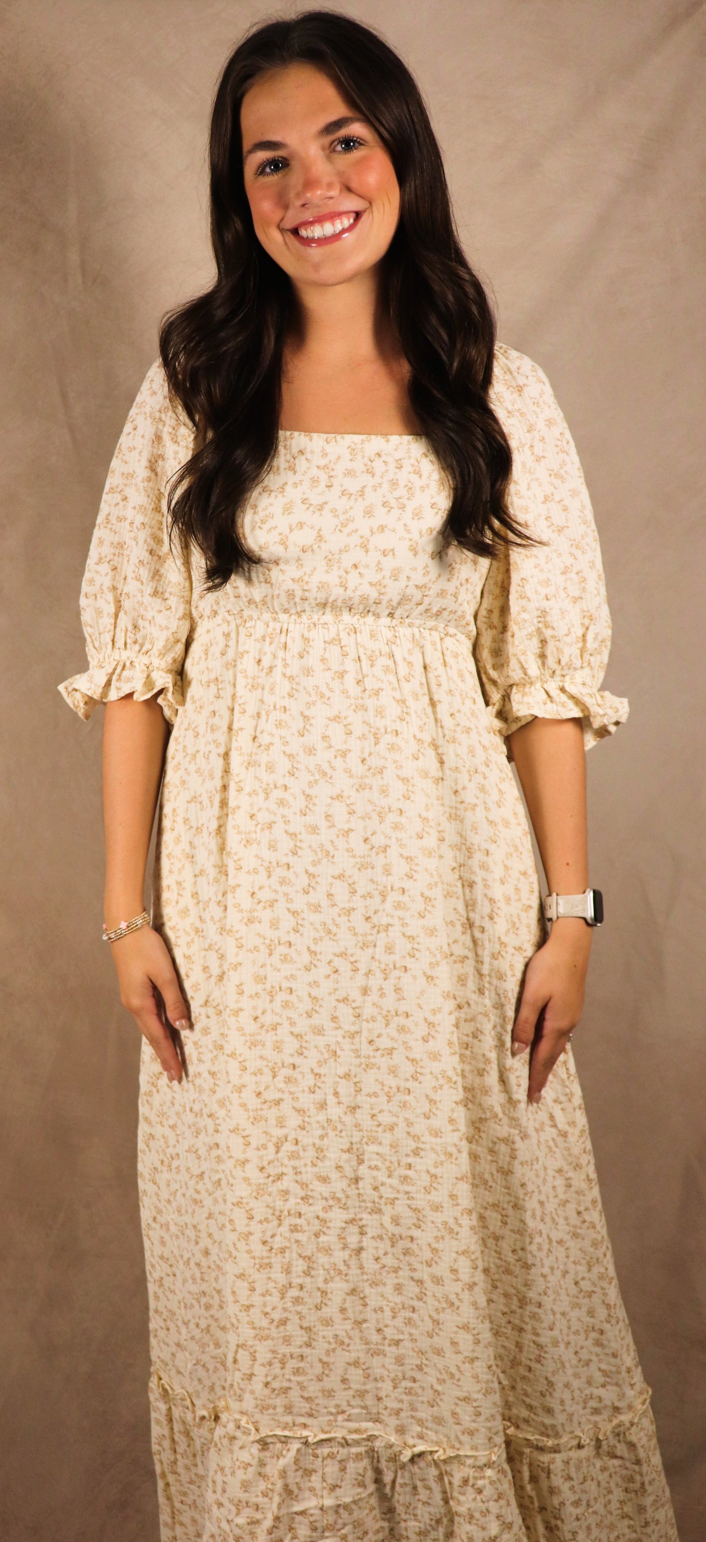 The Kay| Floral Print Square Neckline Maxi Dreas