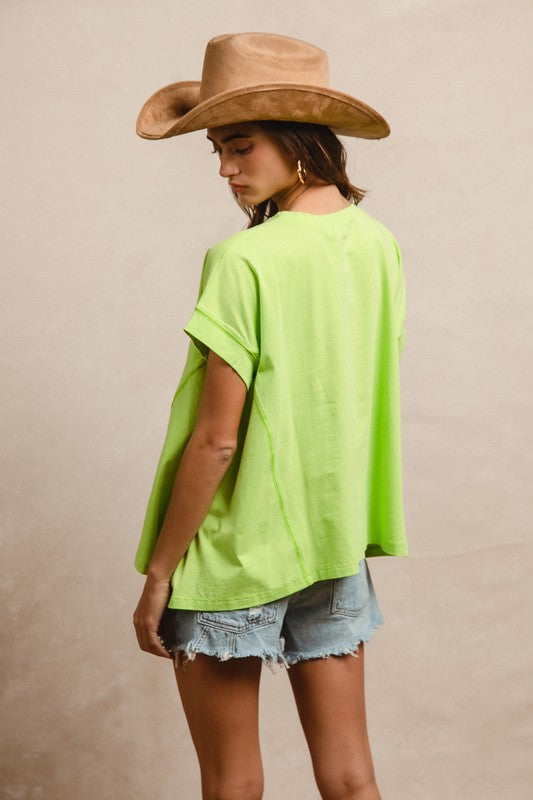 Lime Green Knit Oversized Top