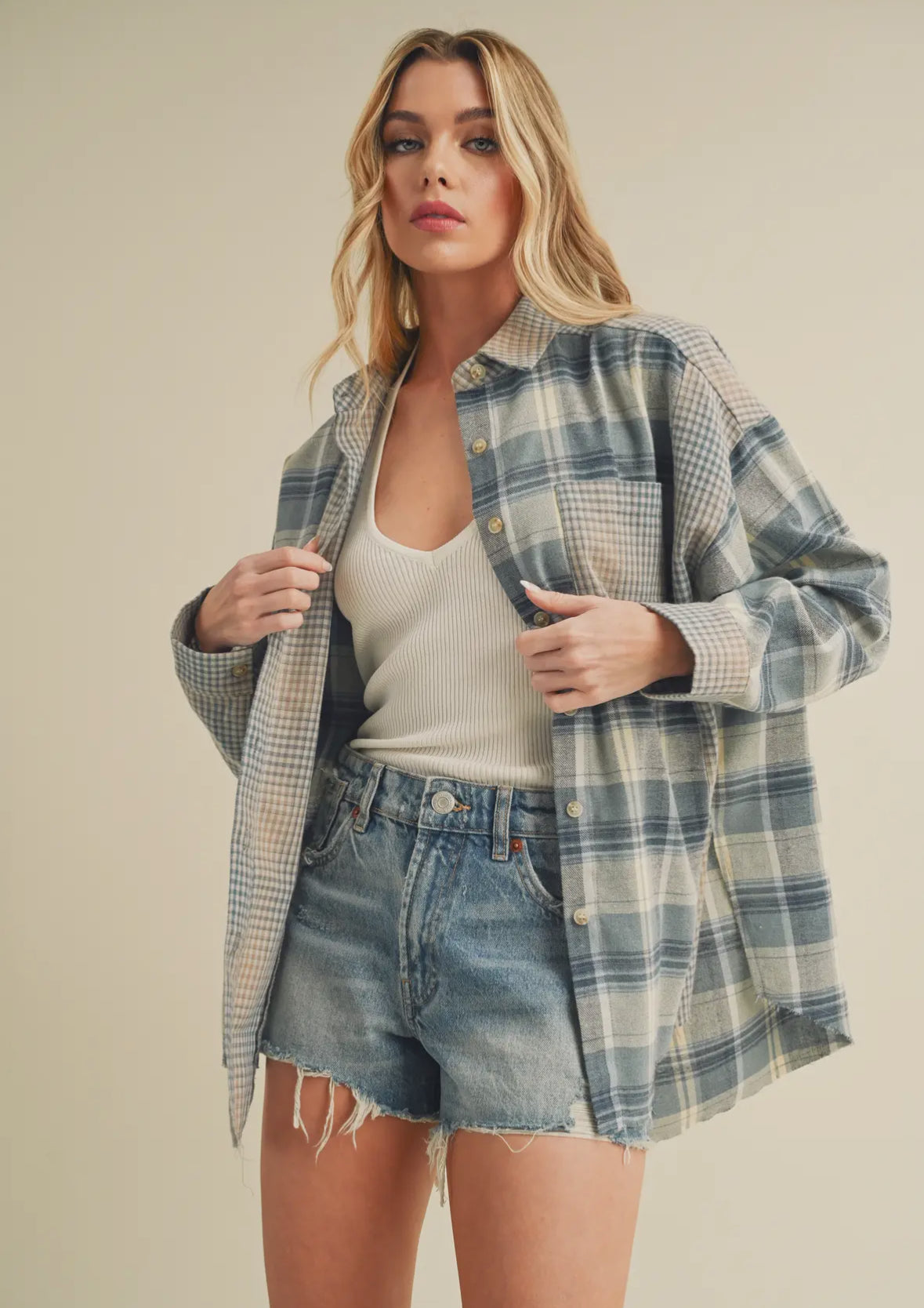 Blue Patchwork Flannel