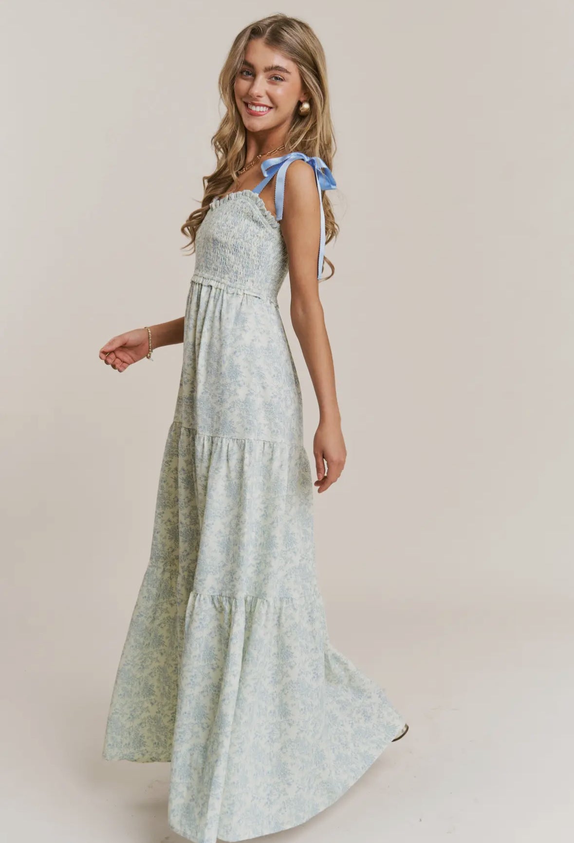 The Josie| Empire Neck Line Floral Tiered Maxi Dress