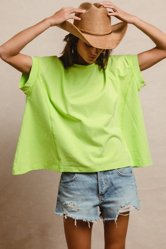 Lime Green Knit Oversized Top