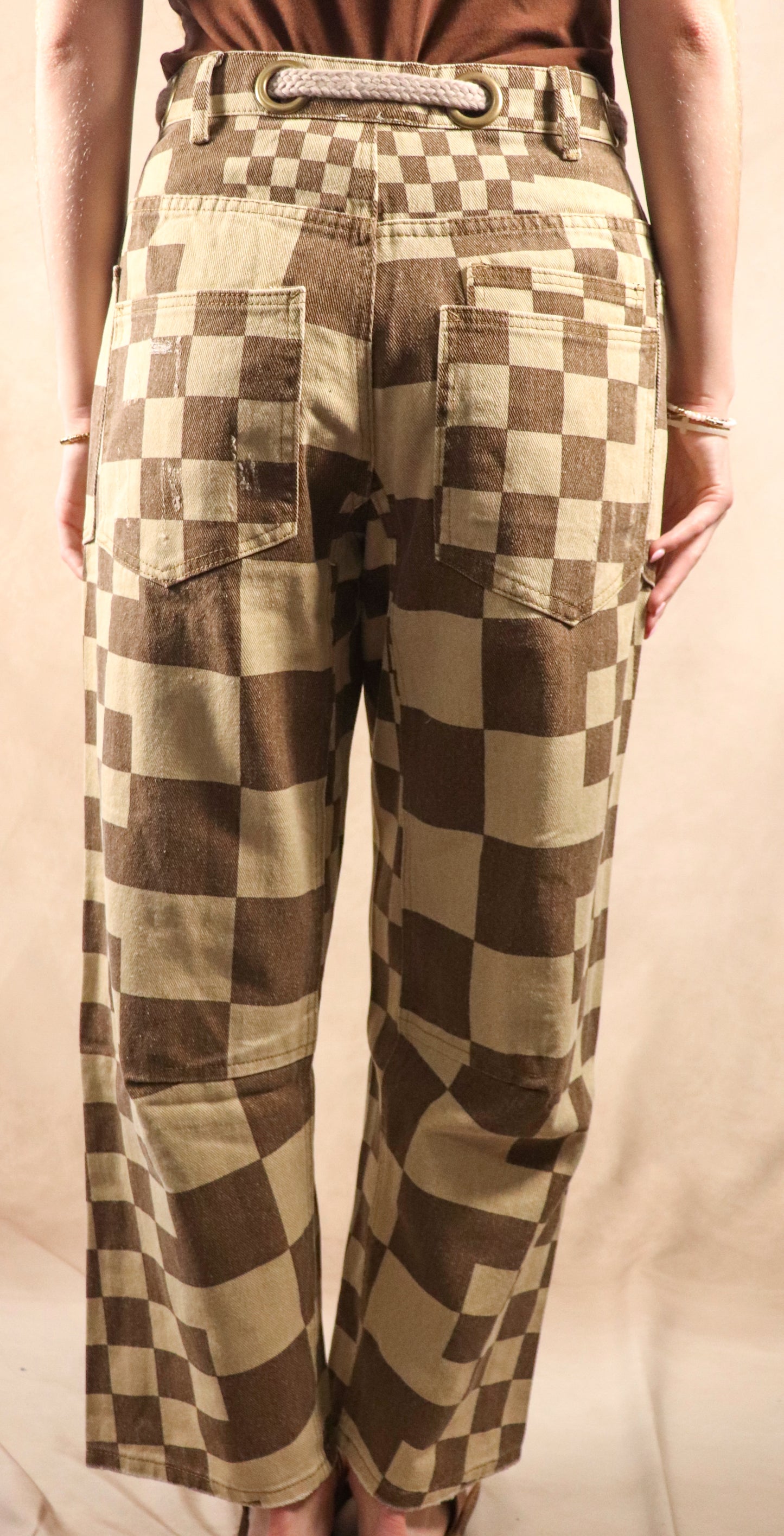 Checkered Board Printed Belt Bottoms