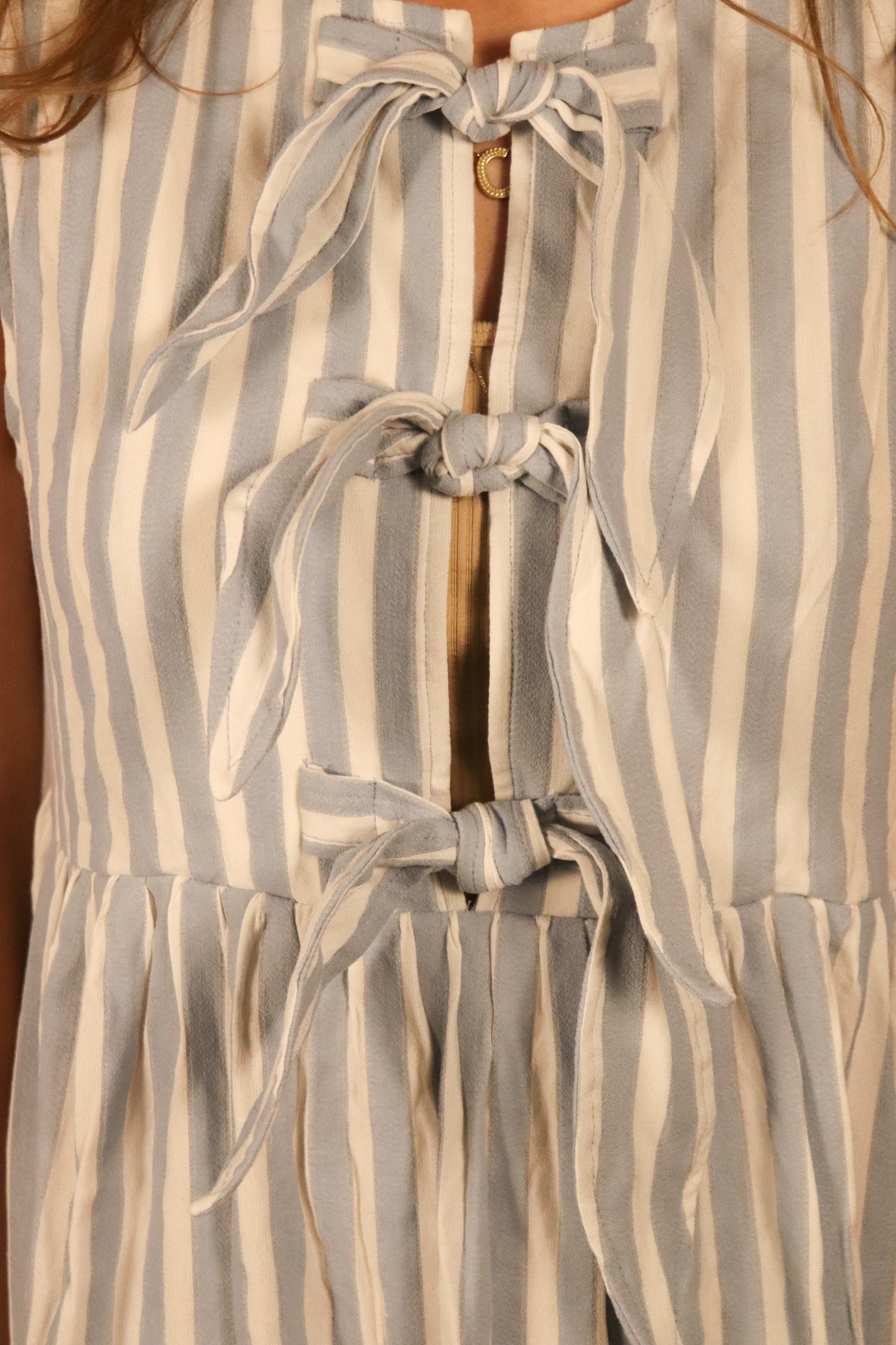 The Blake| Vertical Striped Front Bow Mini Dress