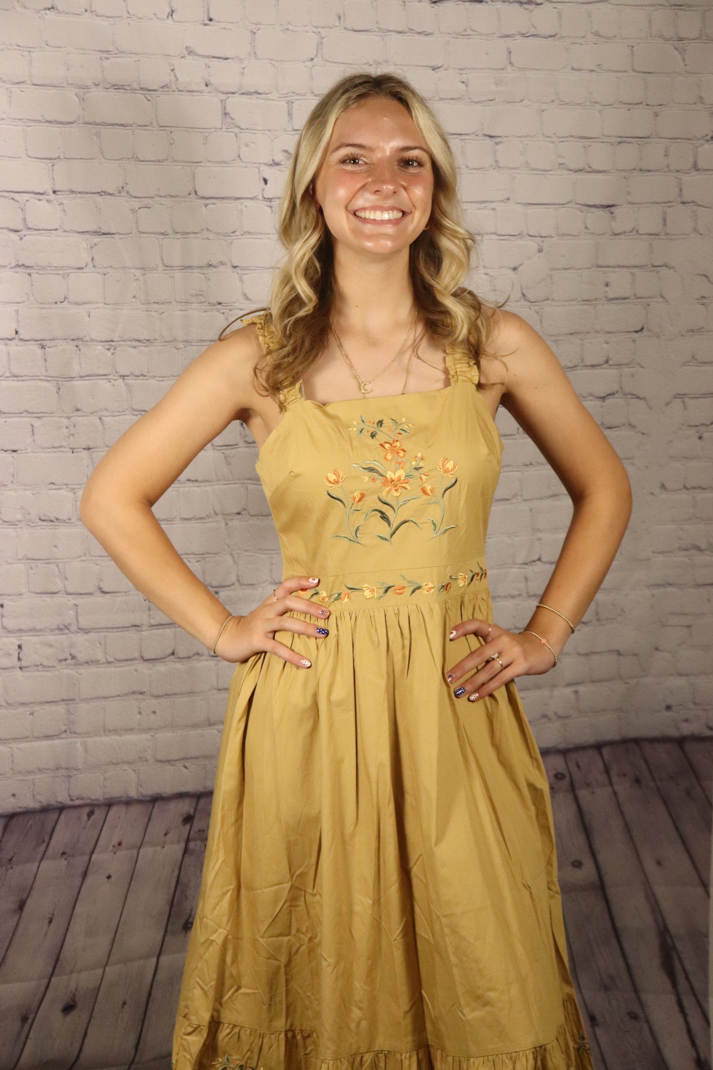 The Mabel| Floral Embroidered Midi Dress