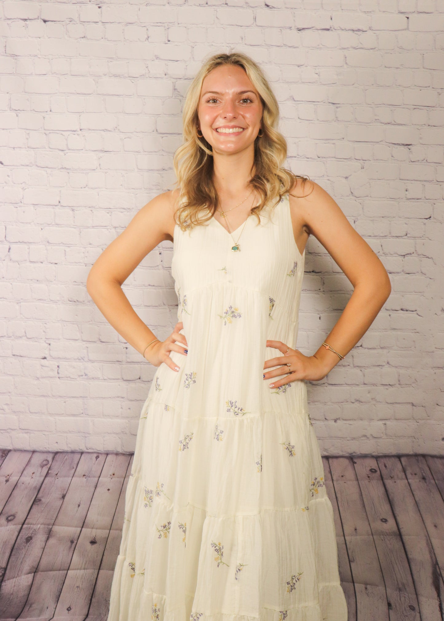 The Georgia| Floral Embroider Tiered Maxi Dress