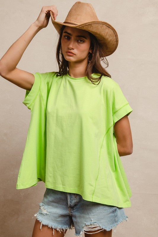 Lime Green Knit Oversized Top