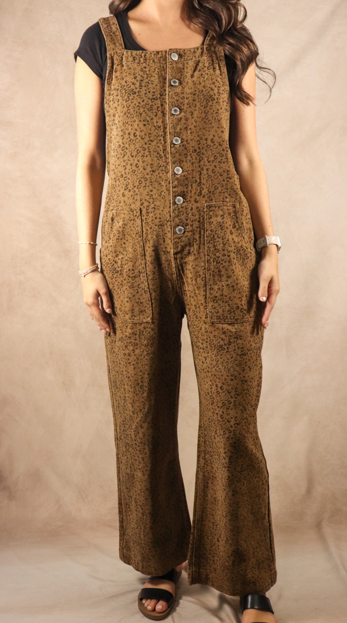 Leopard Denim Overalls
