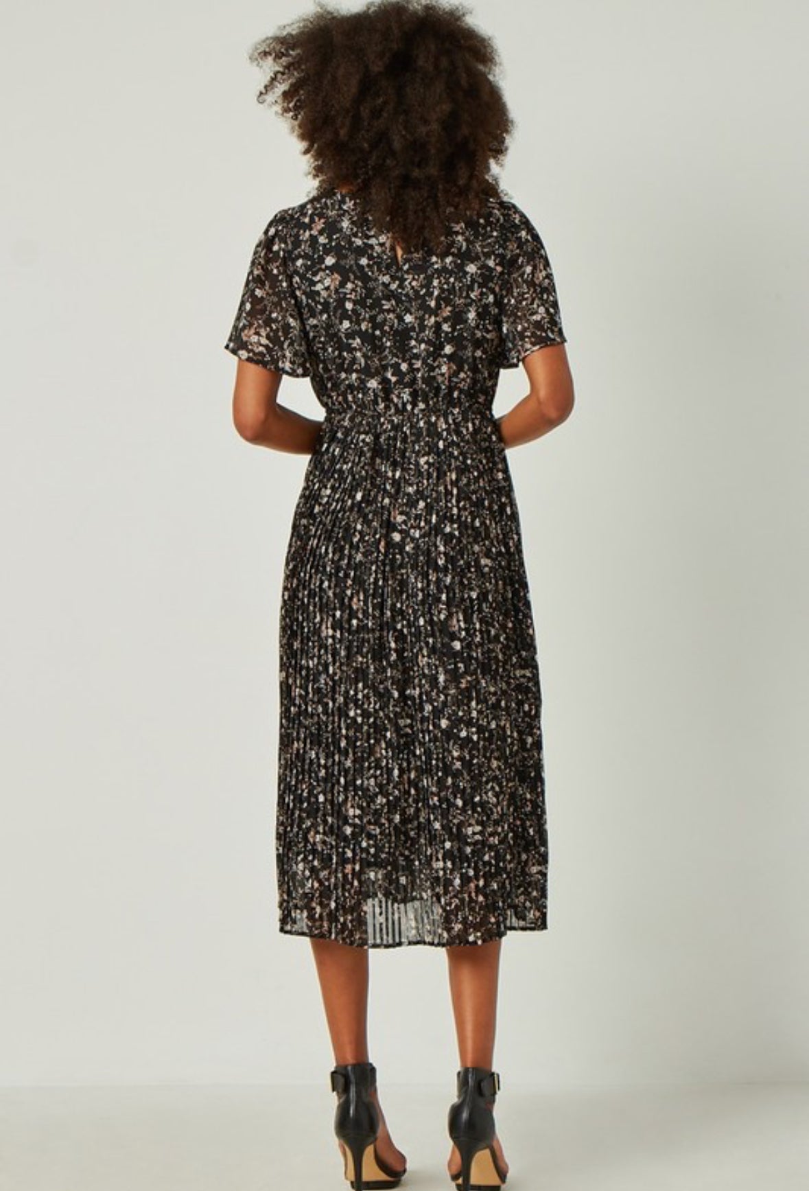 The Laura| Black Floral Midi Dress
