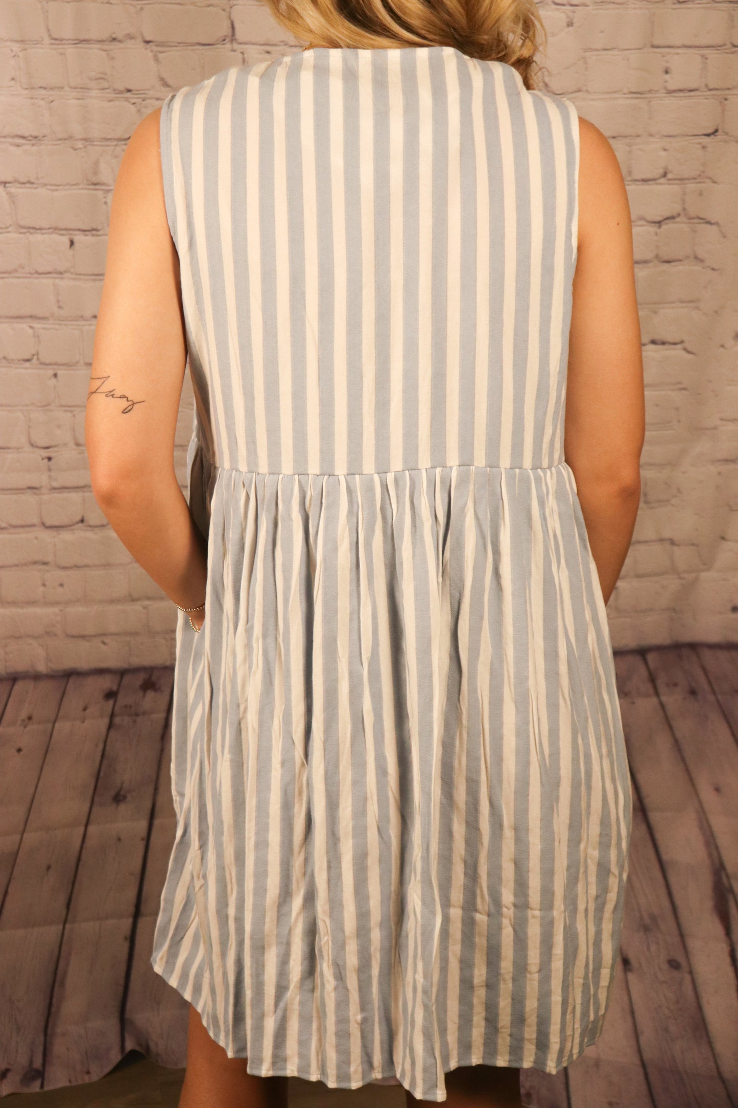 The Blake| Vertical Striped Front Bow Mini Dress