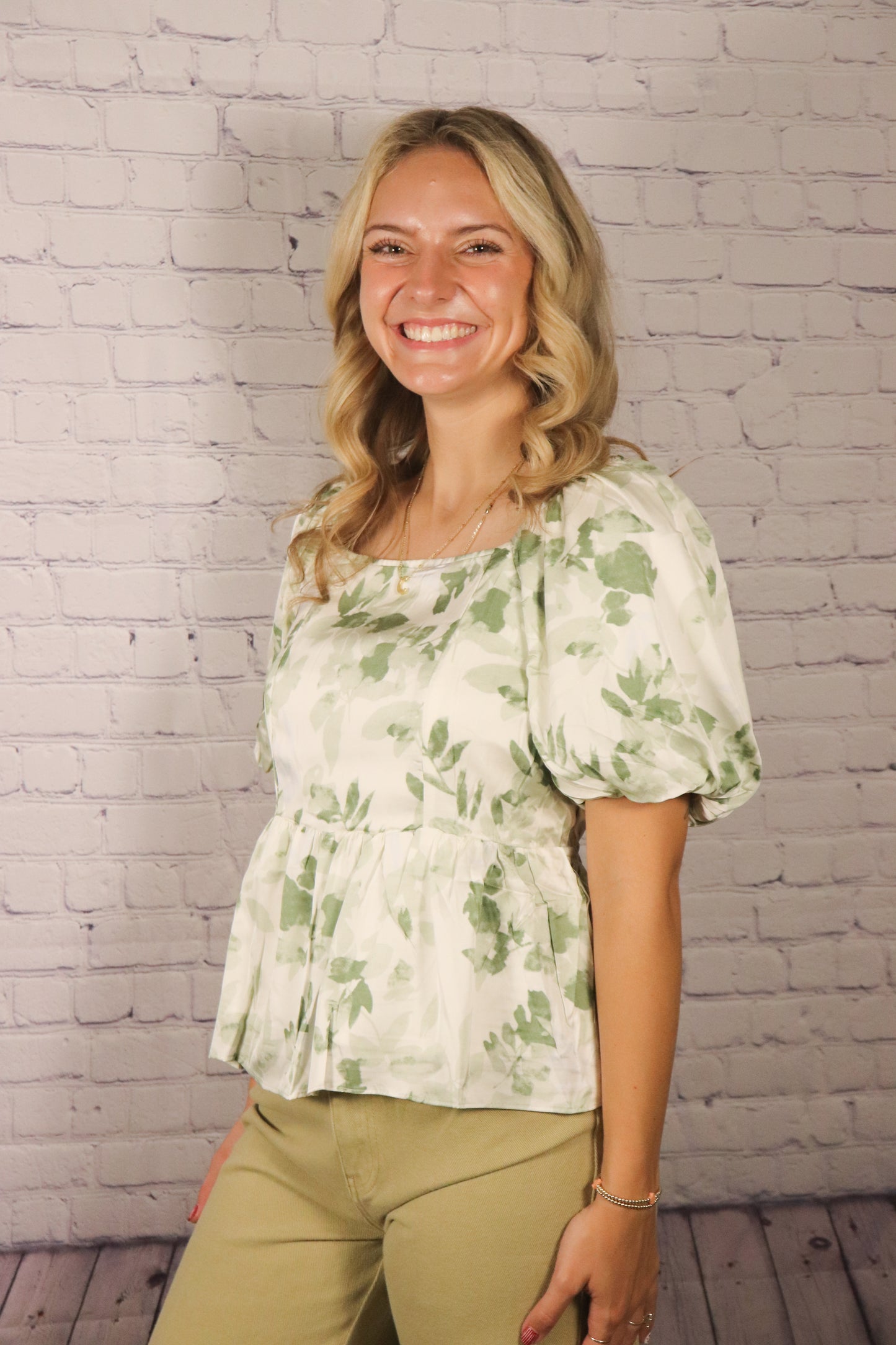 Sage Satin Open Back Bubble Top