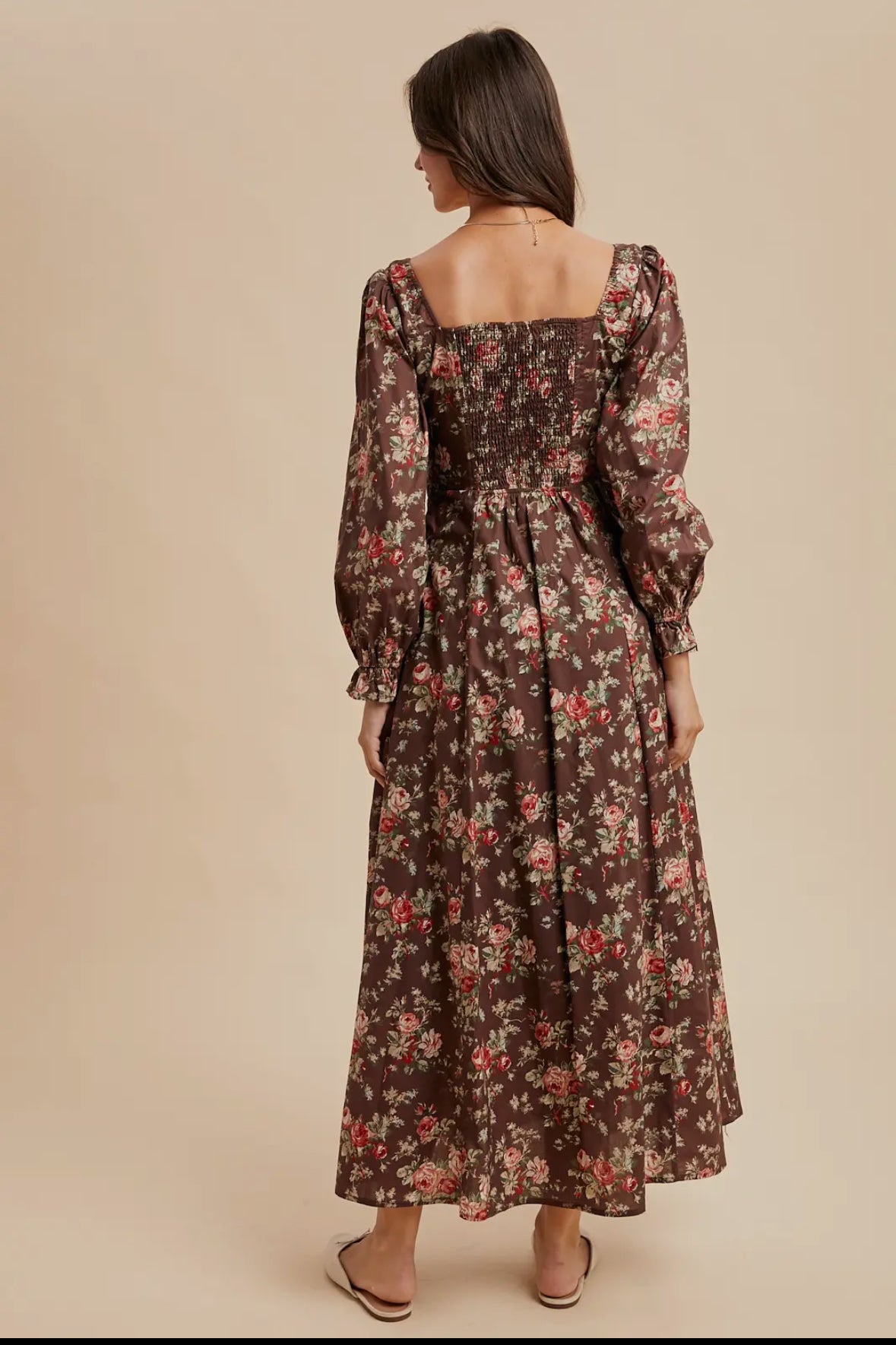The Emma| Brown Floral Maxi Dress