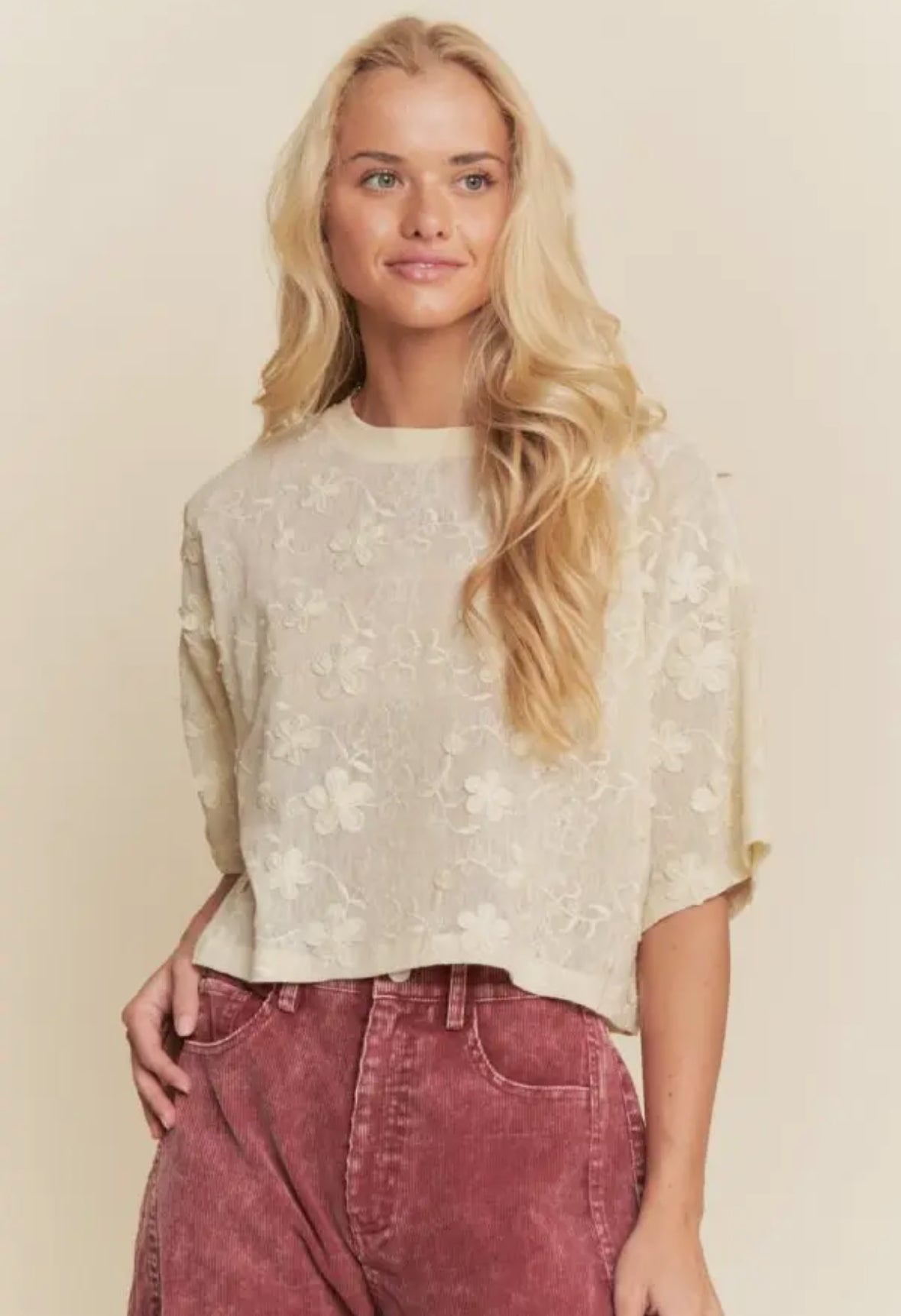 Floral Ruffle Short Sleeve Babydoll Top