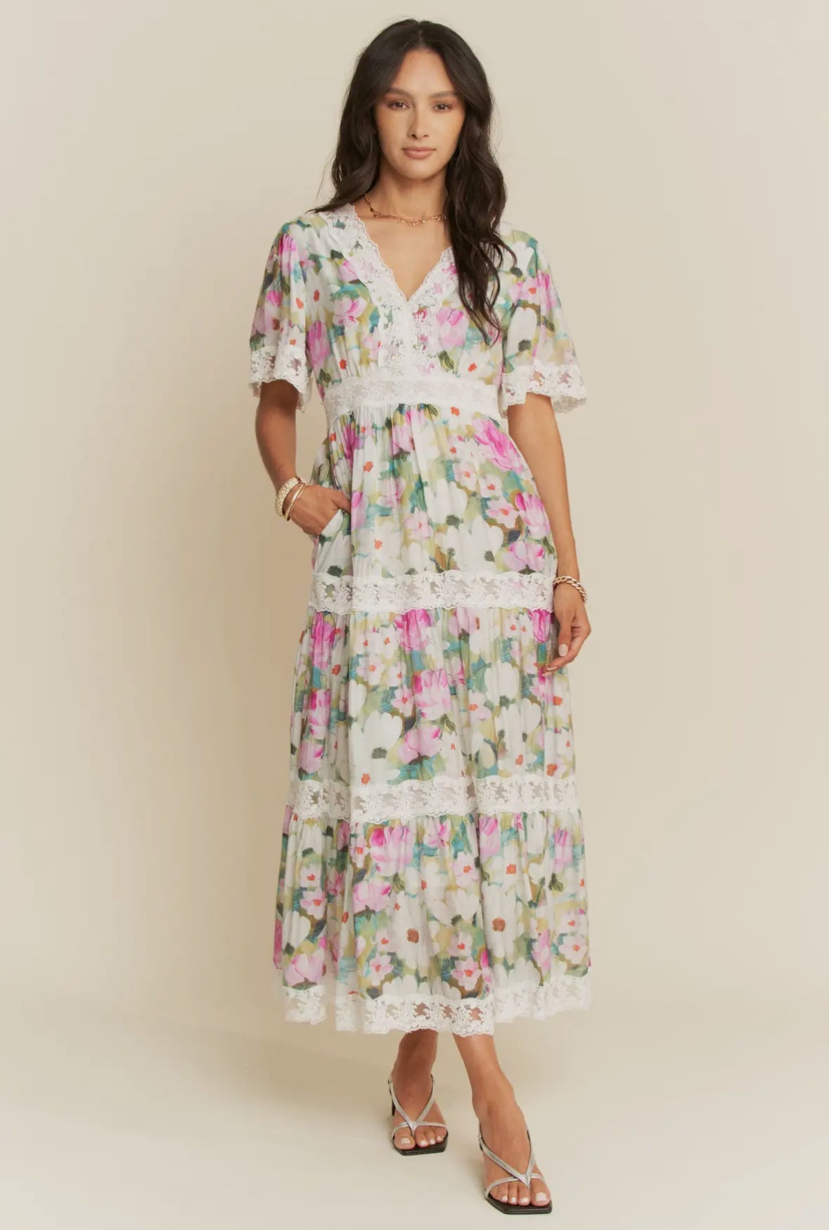 The Lindsey| Water Painting Floral Maxi Dress