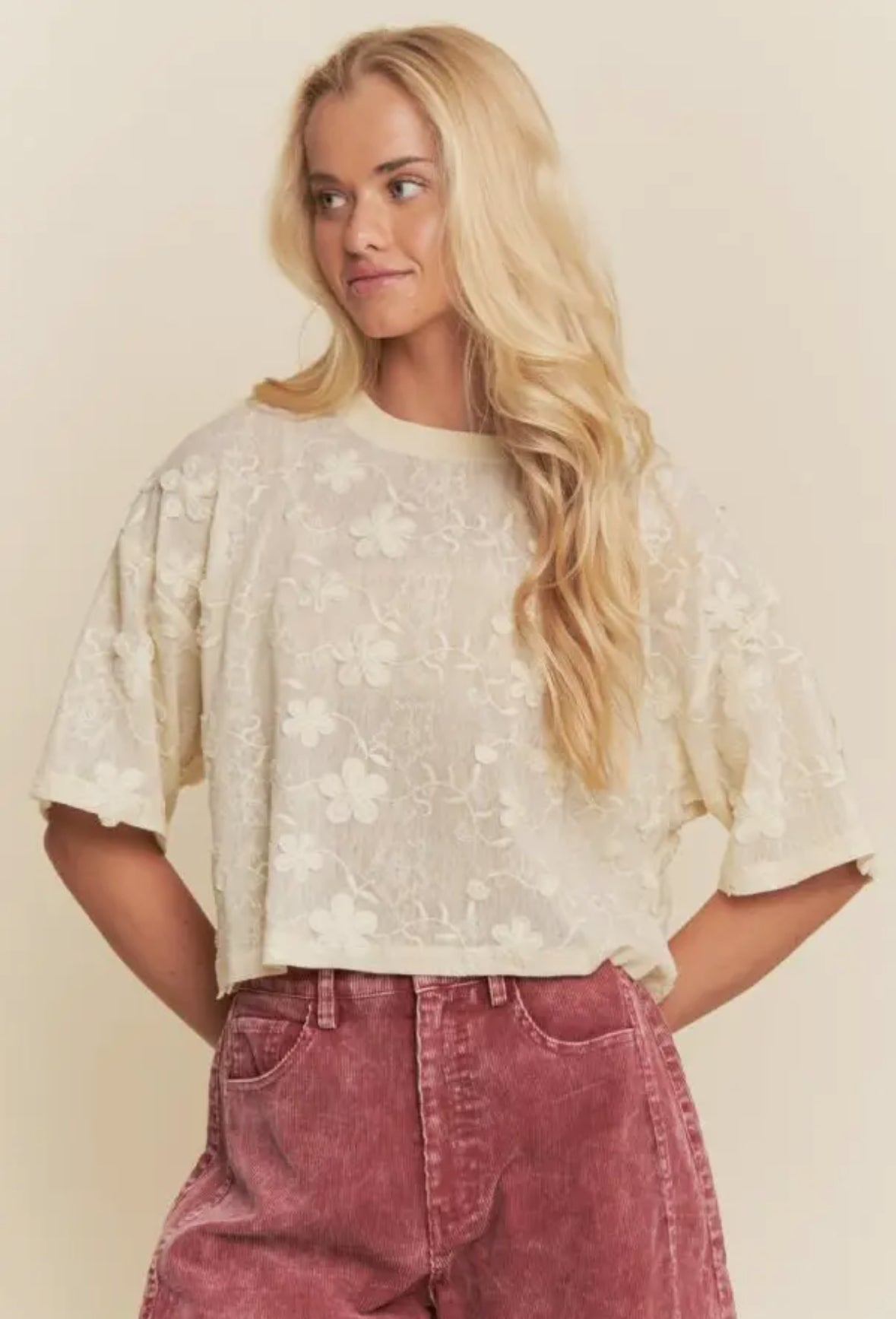 Floral Ruffle Short Sleeve Babydoll Top