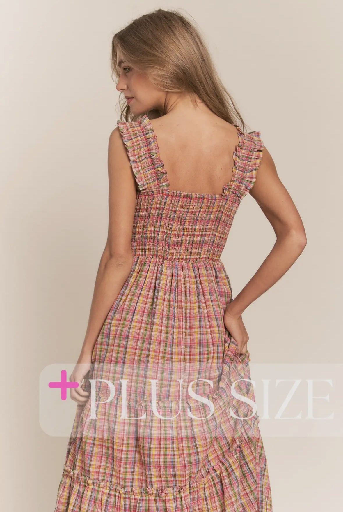 The Nelly| Plus Pink Multi Tiered Maxi Dress