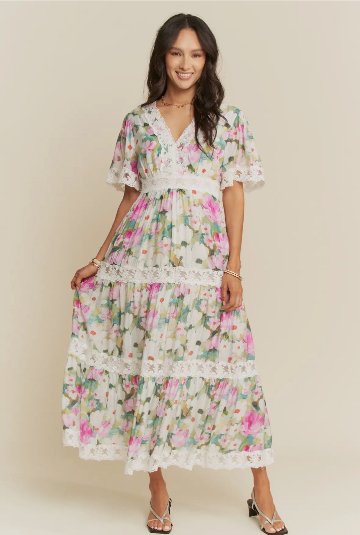The Lindsey| Water Painting Floral Maxi Dress