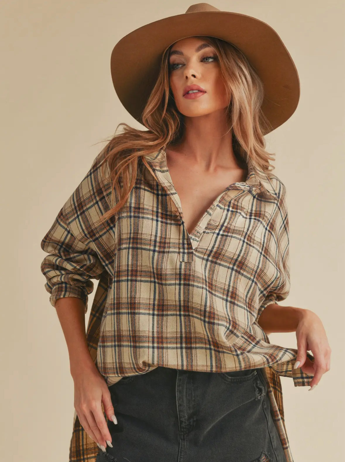 Oat Flannel Top