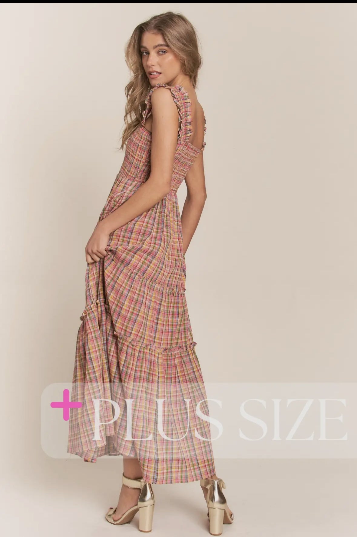 The Nelly| Plus Pink Multi Tiered Maxi Dress