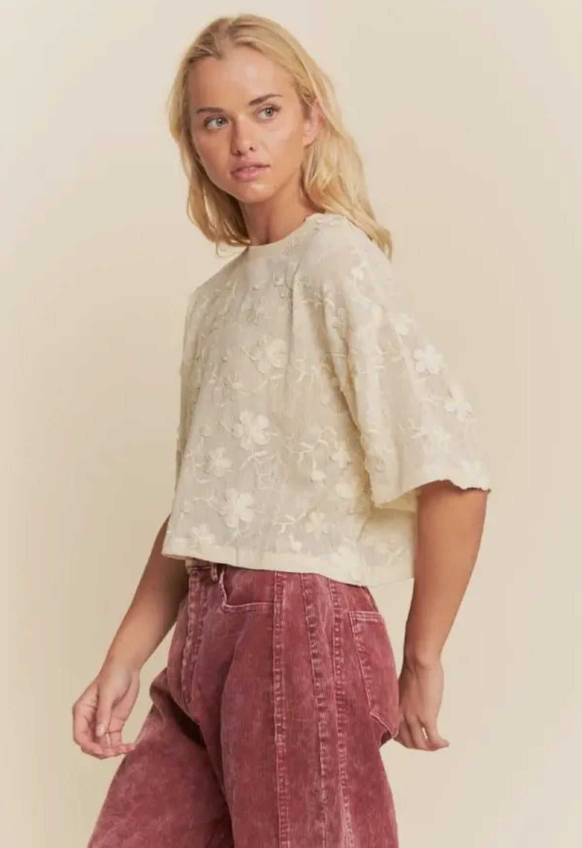 Floral Ruffle Short Sleeve Babydoll Top