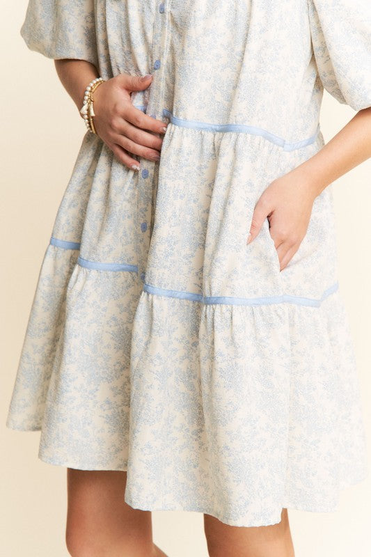 The Kelly| Light Blue Floral Tunic Dress