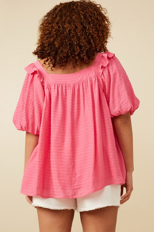 Plus Pink Squared Neck Top