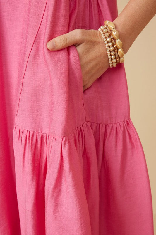 The Miley| Pink Ruffle Sleeve Mini Dress