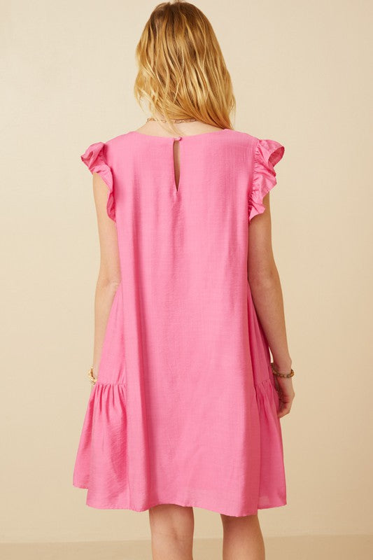 The Miley| Pink Ruffle Sleeve Mini Dress