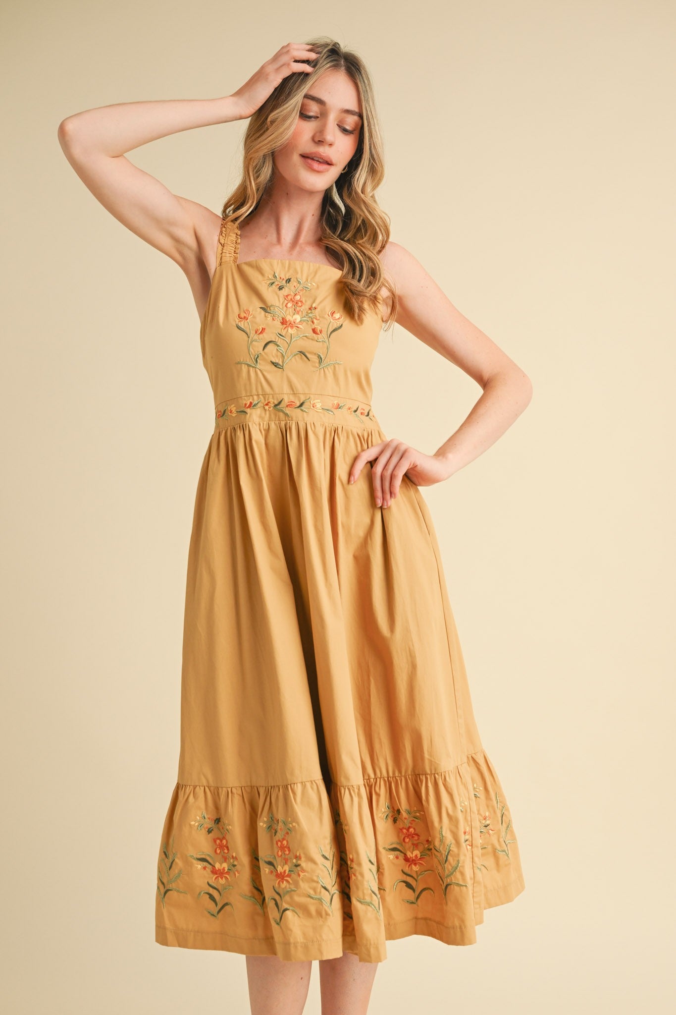 The Mabel| Floral Embroidered Midi Dress