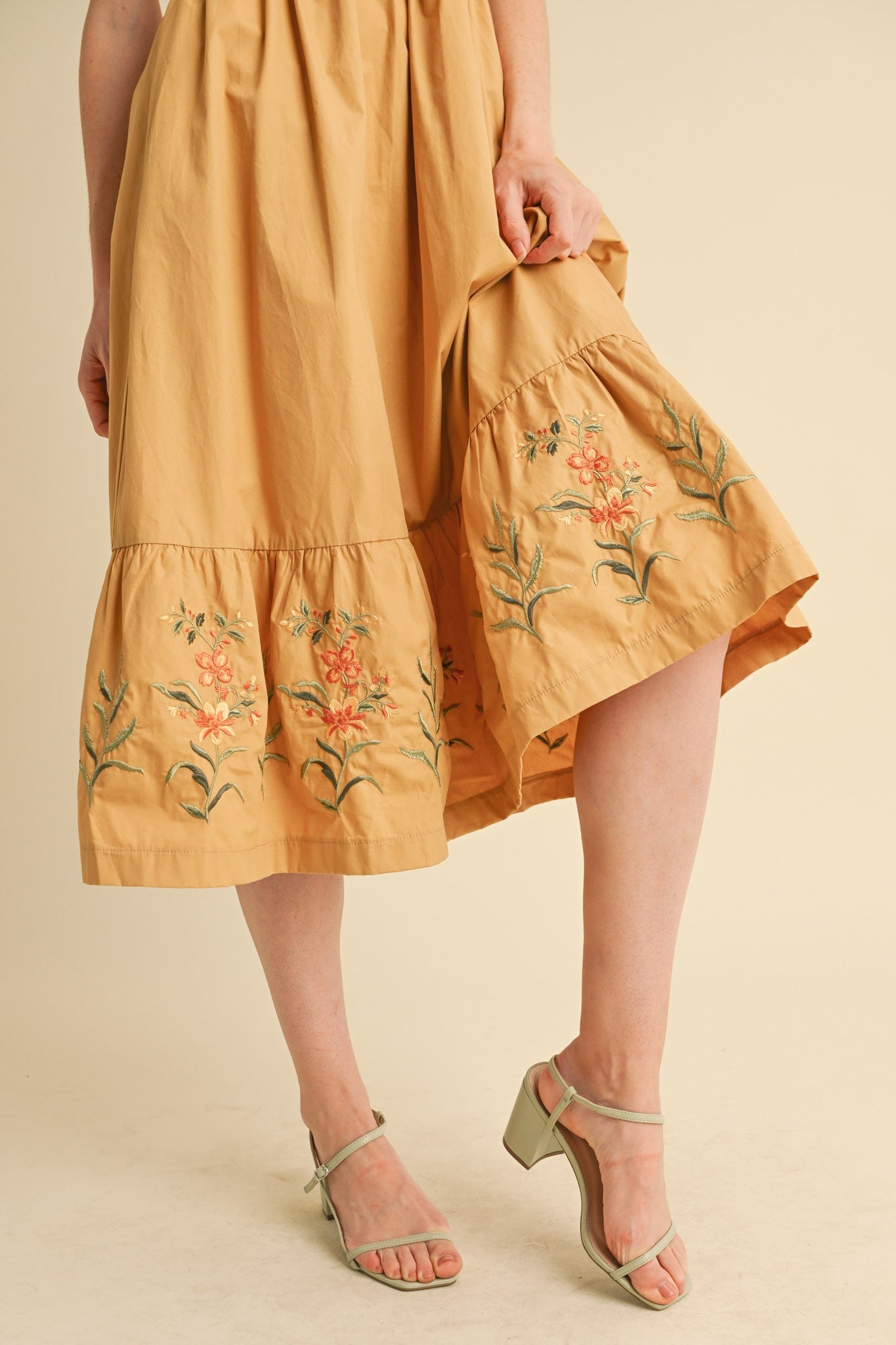 The Mabel| Floral Embroidered Midi Dress
