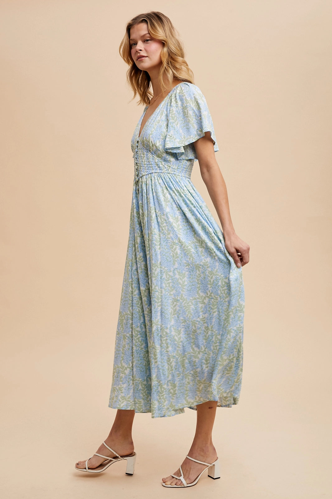 The Lily| Smocked Waist Button Down Maxi Dress