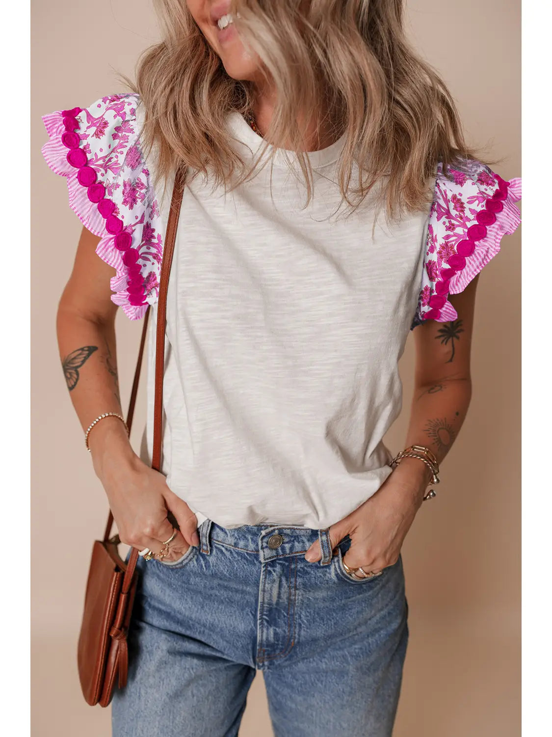 Pink Patchwork Flutter Sleeve