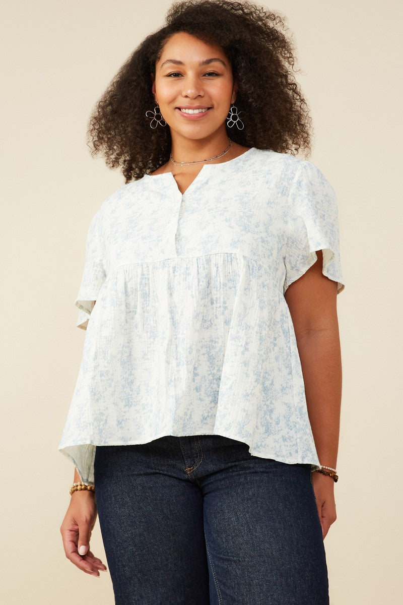 Gauze Cloud Print Blouse