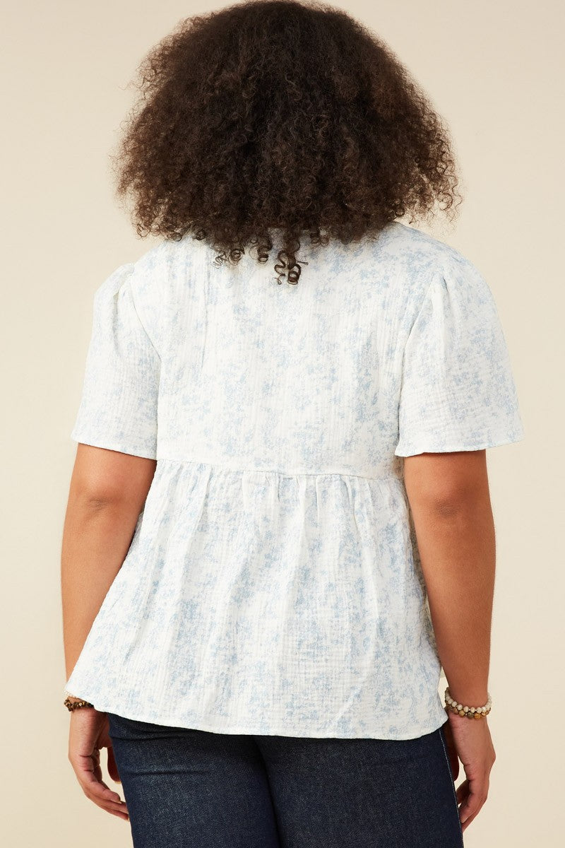 Gauze Cloud Print Blouse