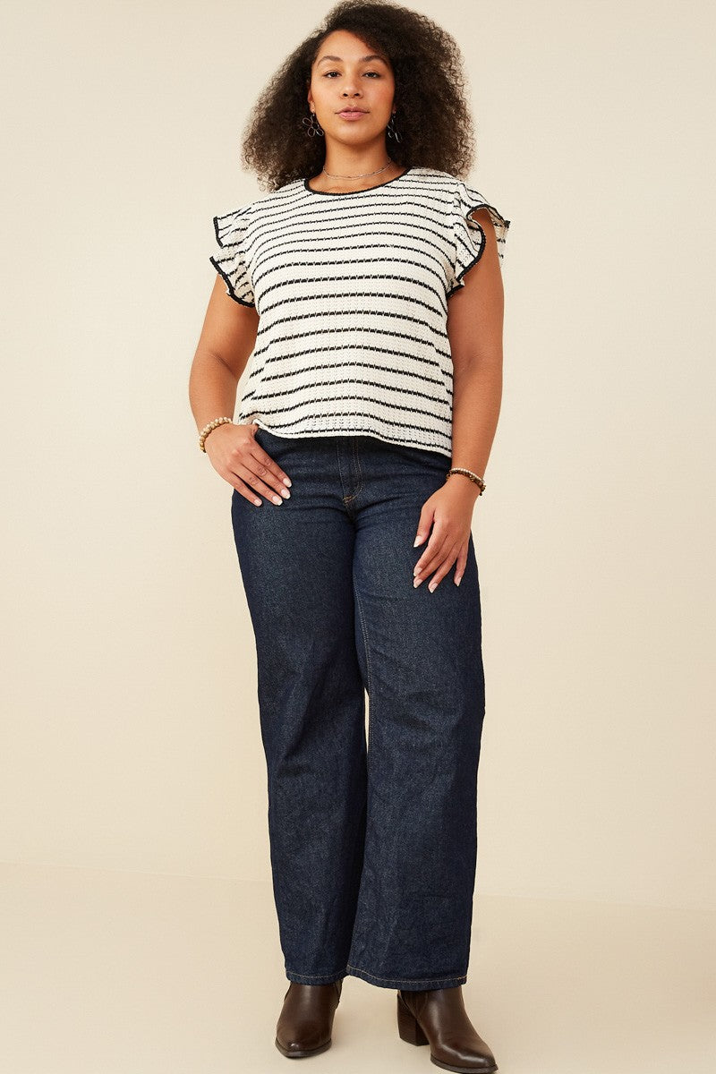 White and Black Striped Knitted Top