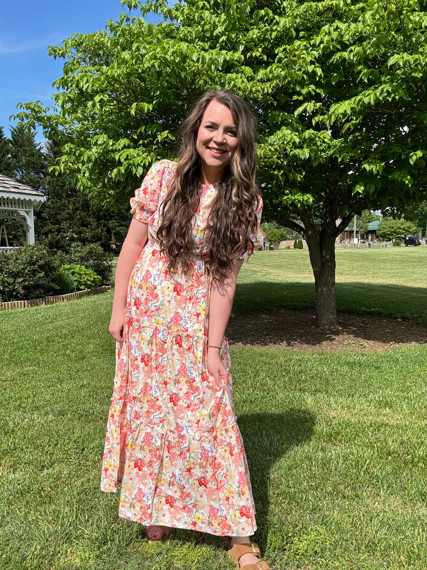 The Rachel| Floral Puff Tiered Maxi Dress