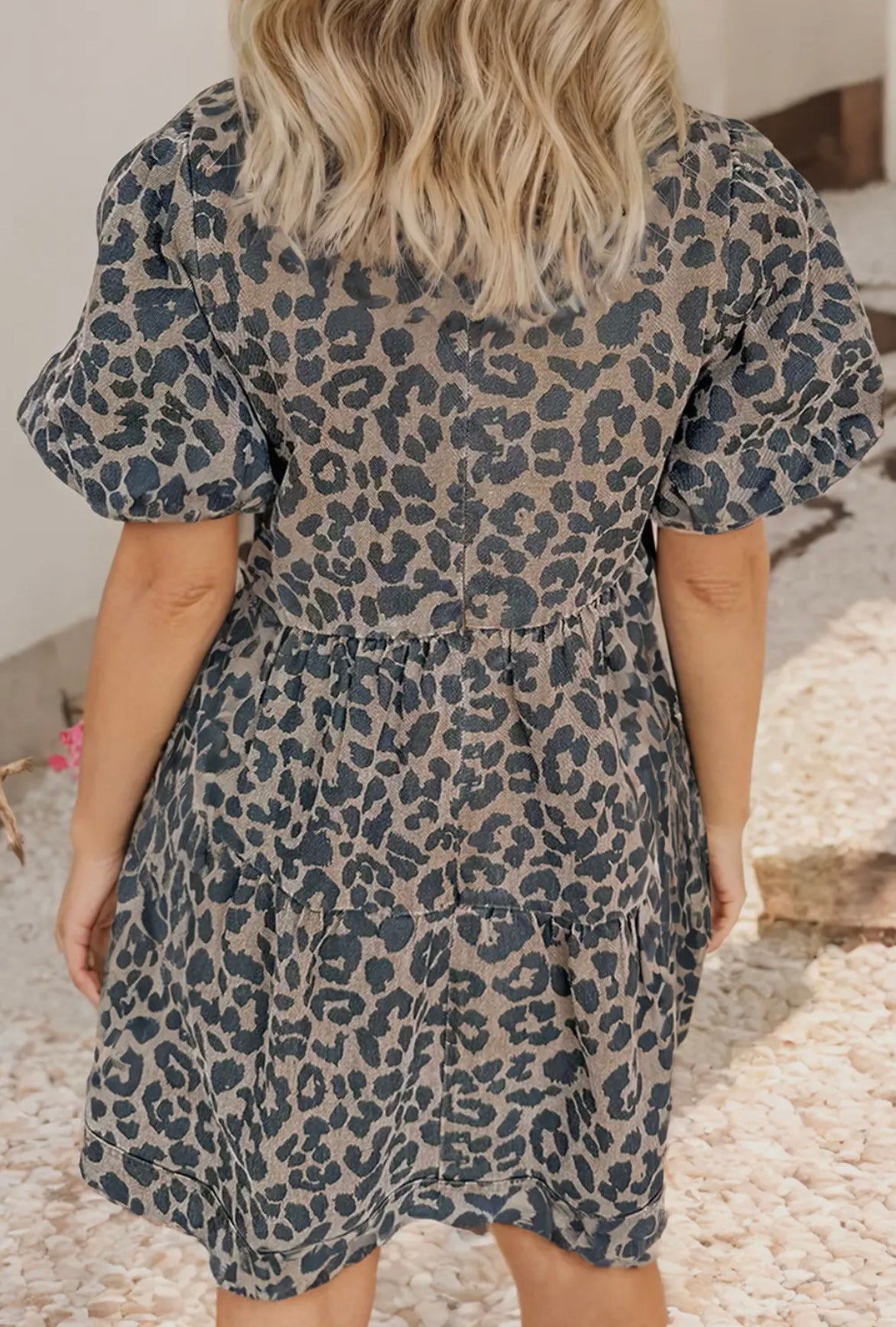 The Presley| Denim Cheetah Mini Dress