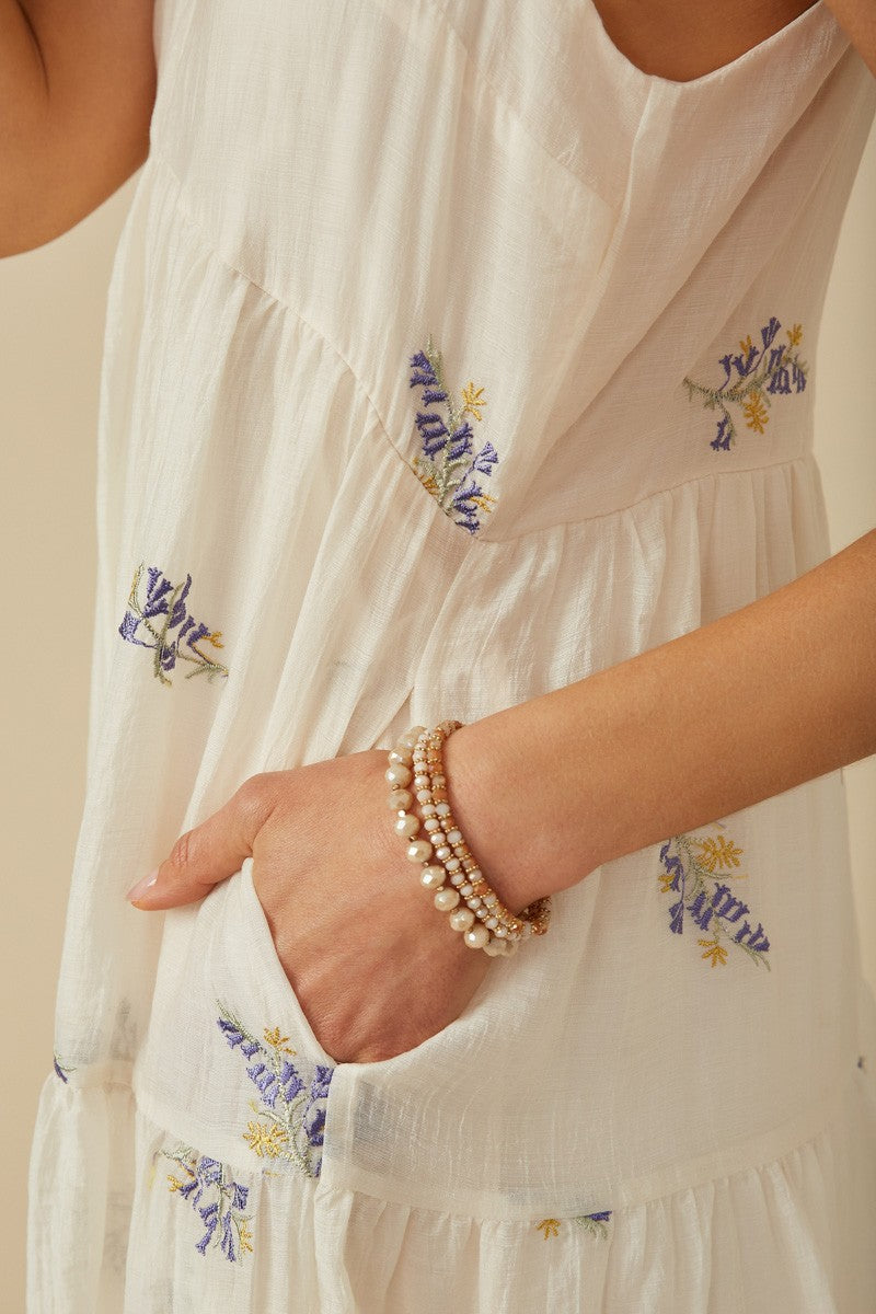 The Georgia| Floral Embroider Tiered Maxi Dress
