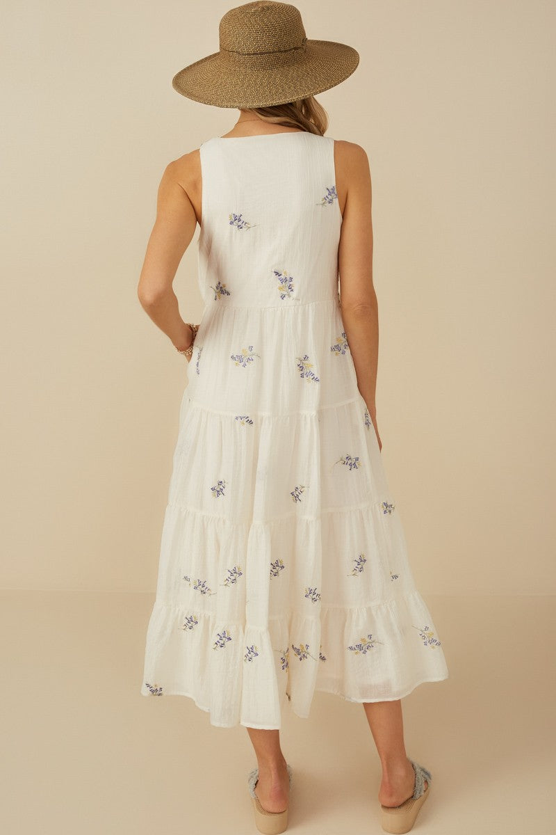 The Georgia| Floral Embroider Tiered Maxi Dress