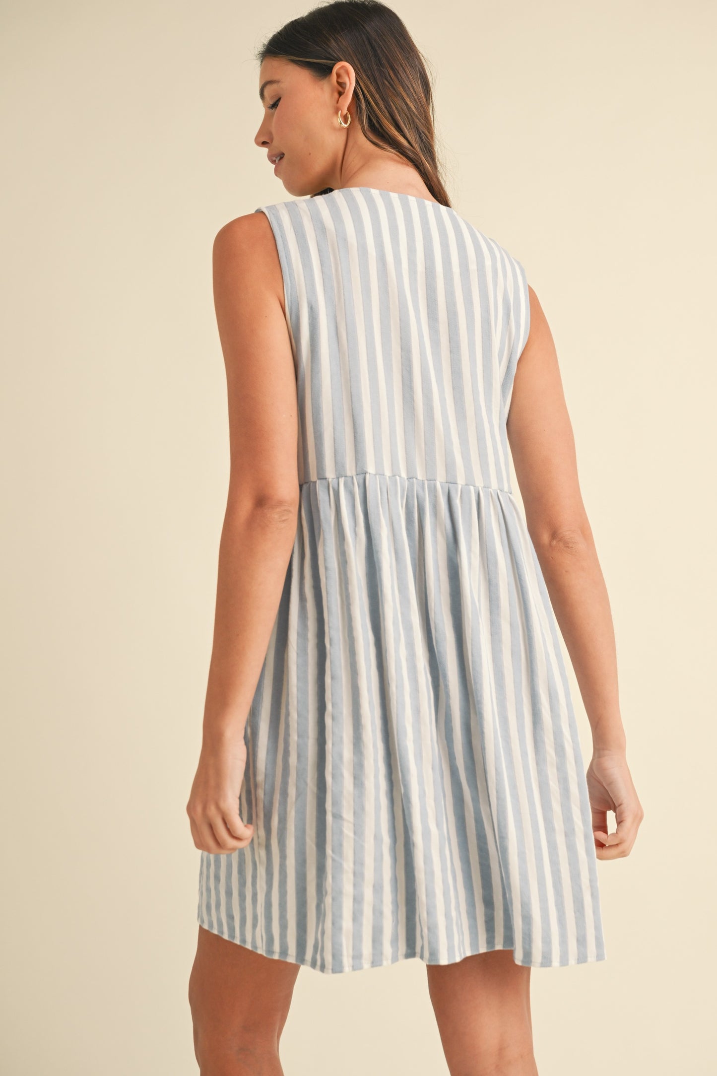The Blake| Vertical Striped Front Bow Mini Dress