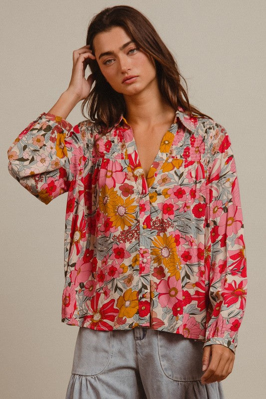 Rose Woven Floral Printed Top