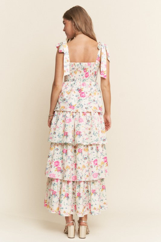The Jessie| Peony Pink Floral Tiered Maxi Dress
