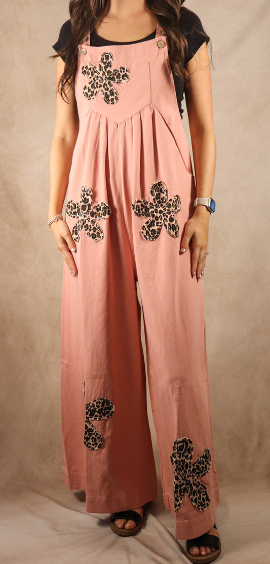 Blush Washed Denim Patchwork Jumpsuit
