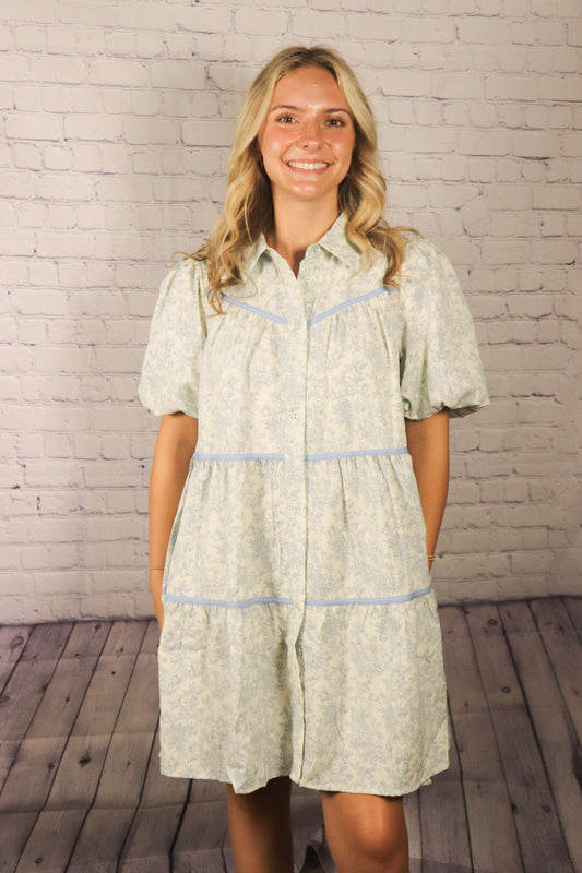 The Kelly| Light Blue Floral Tunic Dress