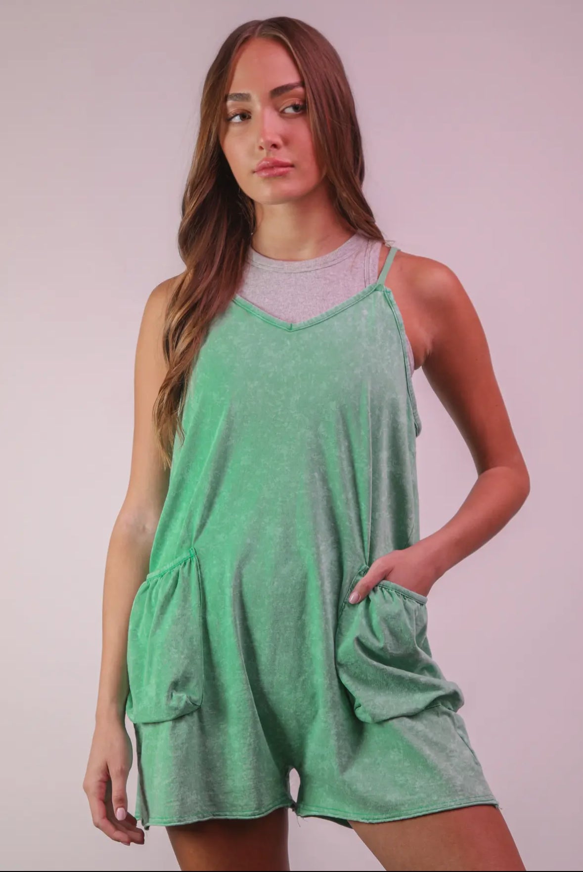 Green Causal Knit Romper