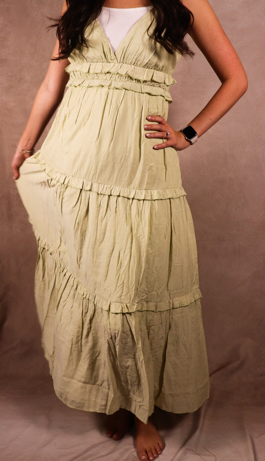 The Willa |Light Green Tiered Maxi with Ruffle Detail